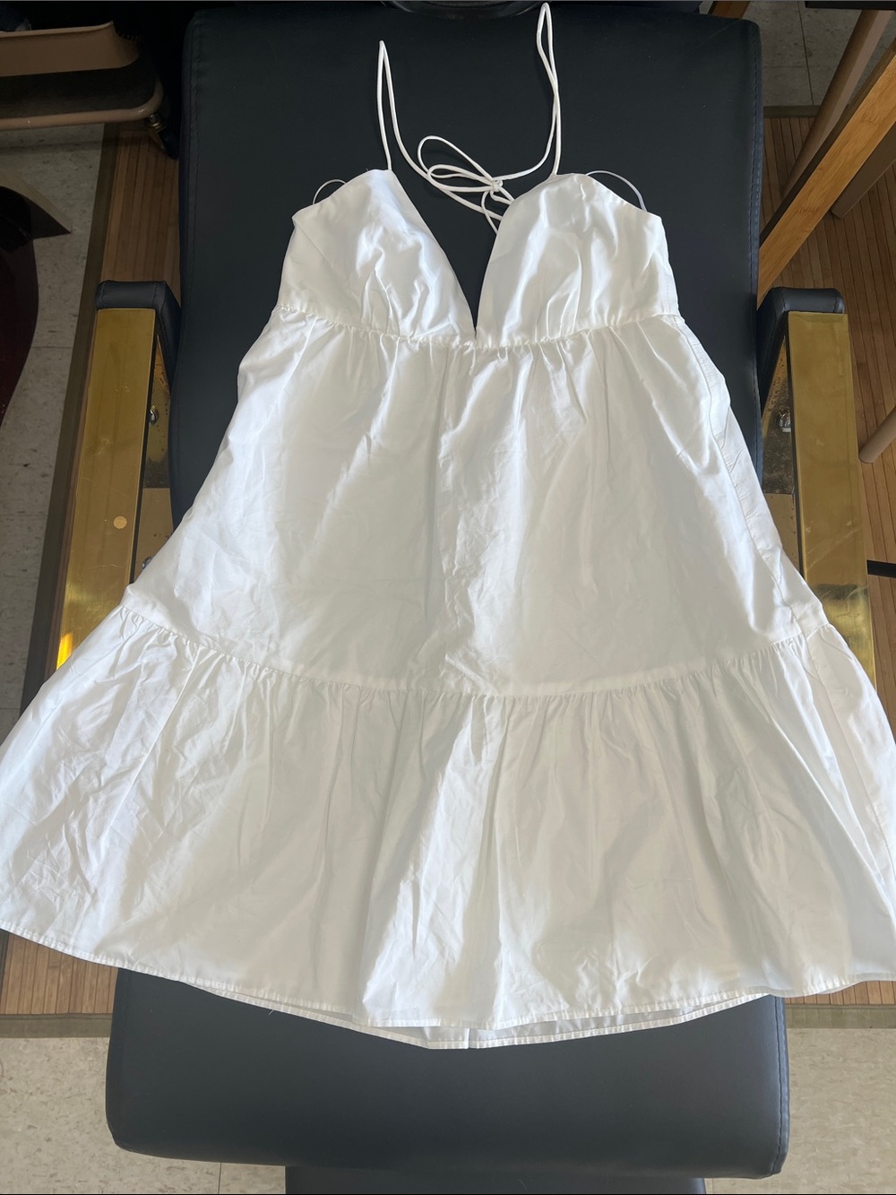 Zara White Tiered Spaghetti-Strap Mini Dress